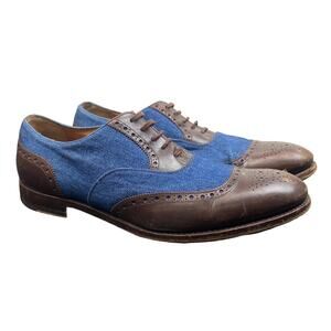 Rare Barbanera Sperelli Wingtip Denim Leather Oxford Brogue Men's 10.5
